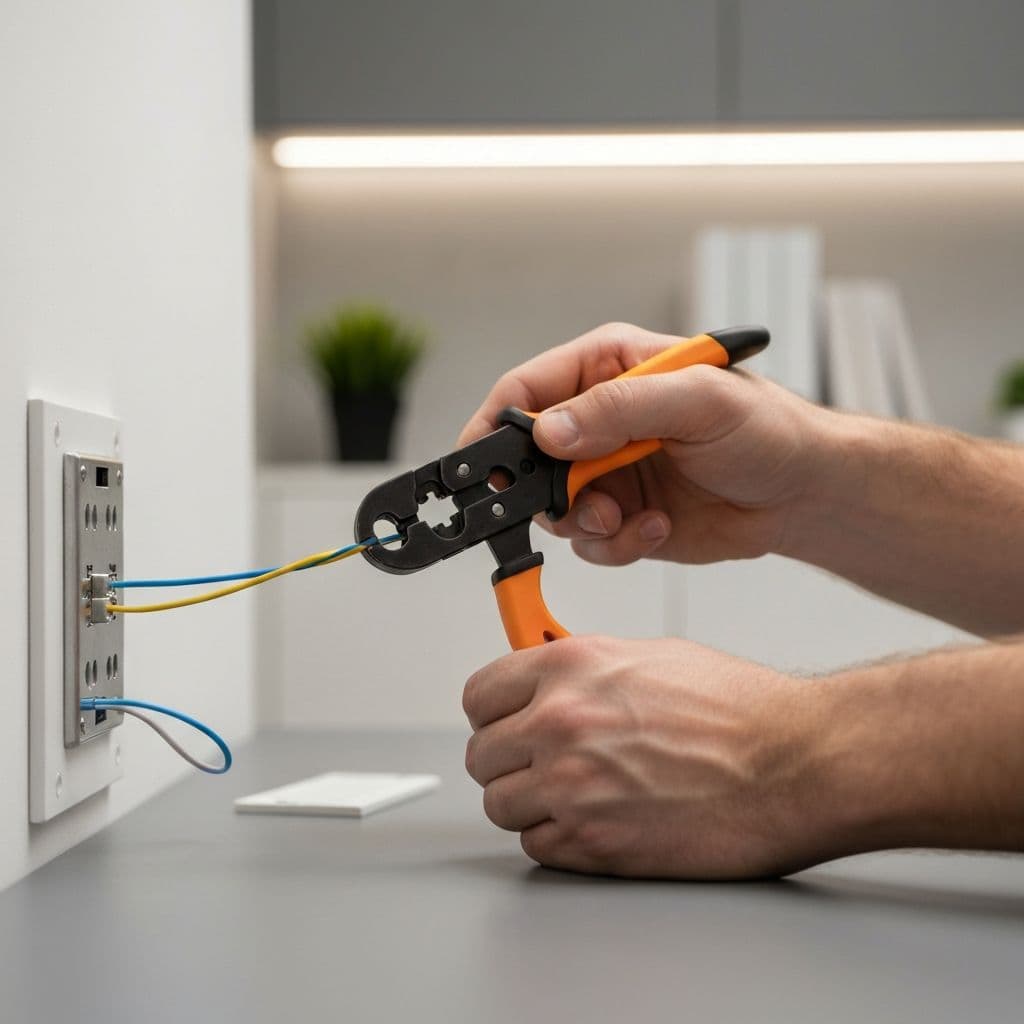 Cat6 data cable installation in home office